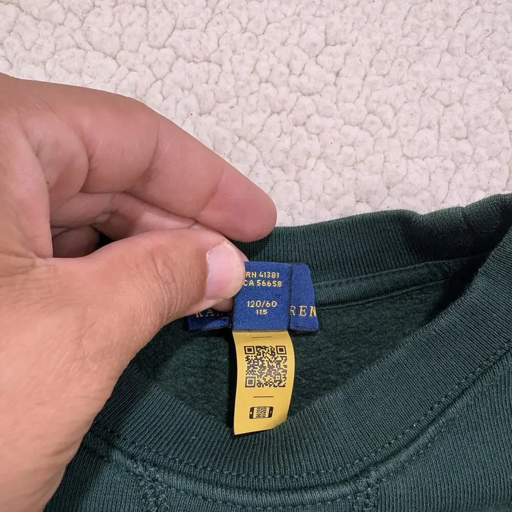 Polo Ralph Lauren Sweatshirt Boys Sz 5 Varsity Letterman Patch Crewneck Sweater‎